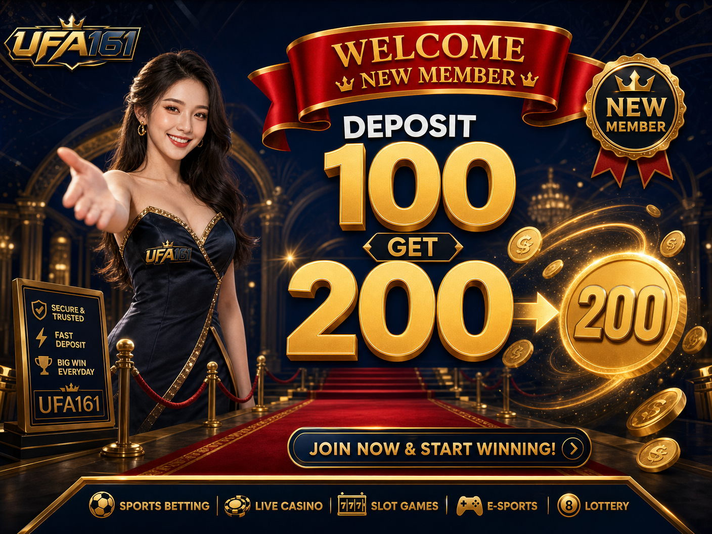 สมาชิกใหม่ ฝาก 100 รับ 200